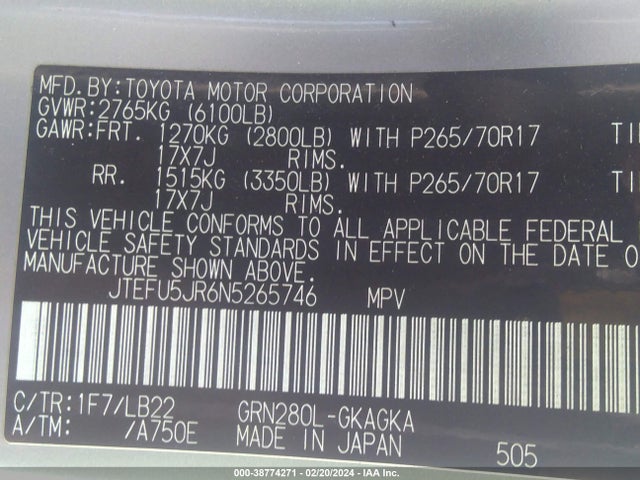 Toyota 4runner Sr5 Premium 2022 JTEFU5JR6N5265746 Image 9