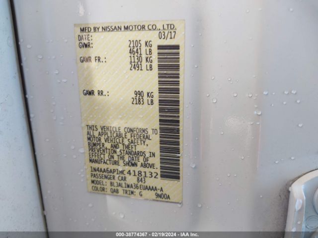 1N4AA6AP1HC418132 Nissan Maxima 3.5 Sr