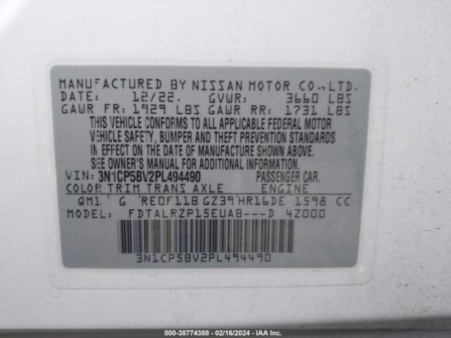 3N1CP5BV2PL494490 Nissan Kicks S Xtronic Cvt
