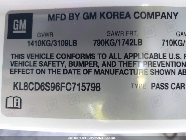 Chevrolet Spark 1lt Cvt 2015 KL8CD6S96FC715798 Image 9