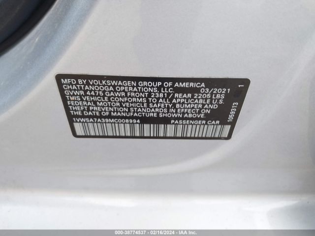 1VWSA7A39MC008994 Volkswagen Passat 2.0t Se