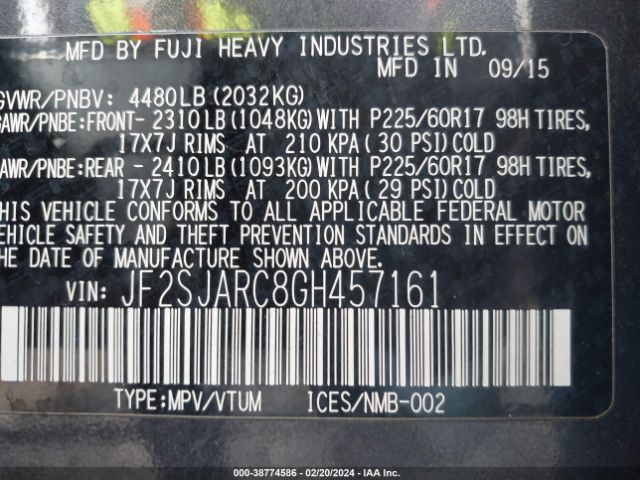 JF2SJARC8GH457161 Subaru Forester 2.5i Limited