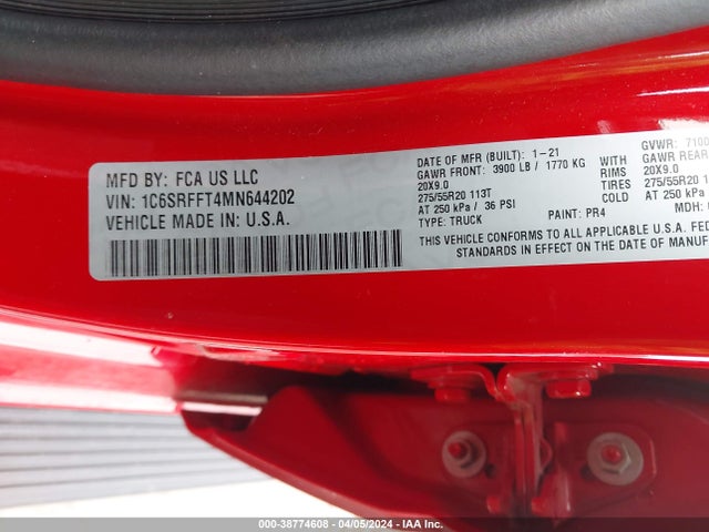 RAM 1500 Big Horn  4x4 5'7 Box 2021 1C6SRFFT4MN644202 Image 9