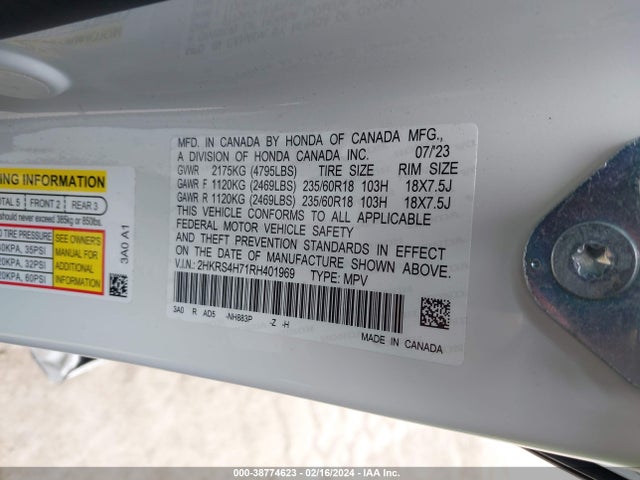 Honda Cr-v Ex-l Awd 2024 2HKRS4H71RH401969 Image 9