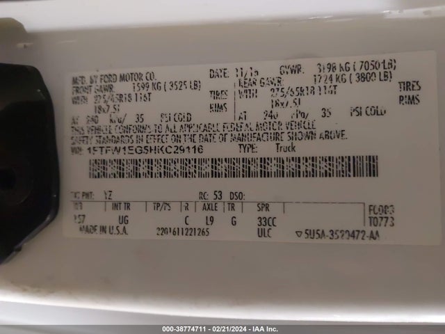 Ford F-150 Xlt 2017 1FTFW1EG5HKC29116 Image 9