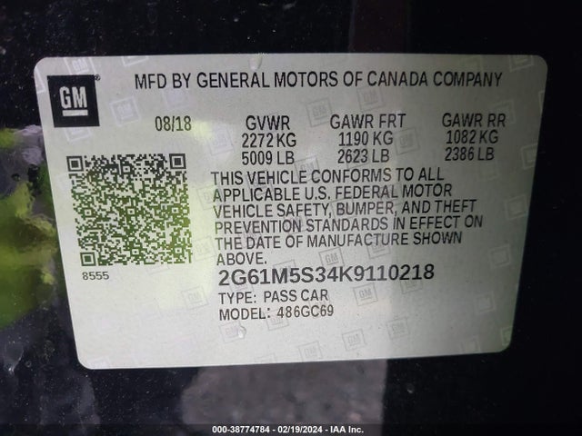 Cadillac XTS LUXURY 2019 2G61M5S34K9110218 Image 9