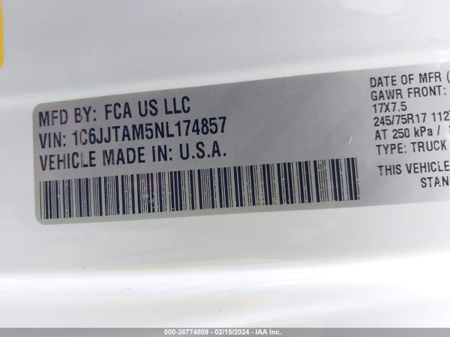 Jeep Gladiator Sport 2022 1C6JJTAM5NL174857 Image 9