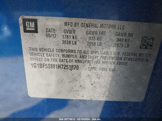 Chevrolet Cruze Premier Auto 2017 1G1BF5SM1H7251870 Image 9