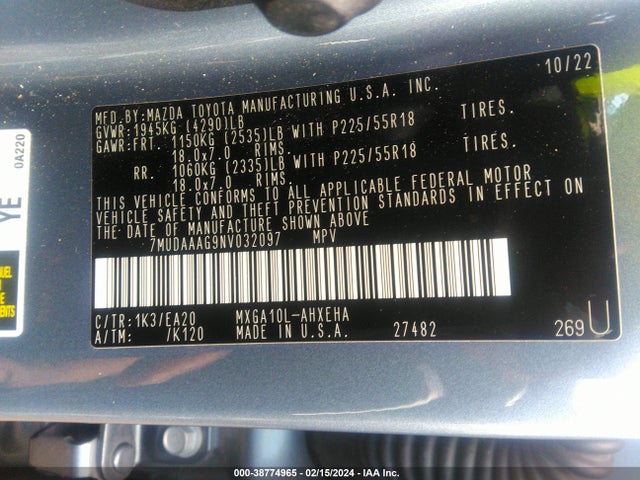 Toyota Corolla Cross Xle 2022 7MUDAAAG9NV032097 Image 9