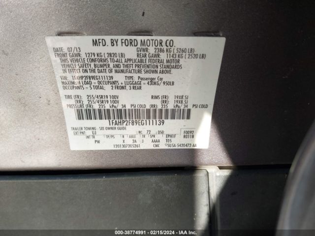 1FAHP2F89EG111139 Ford Taurus Limited