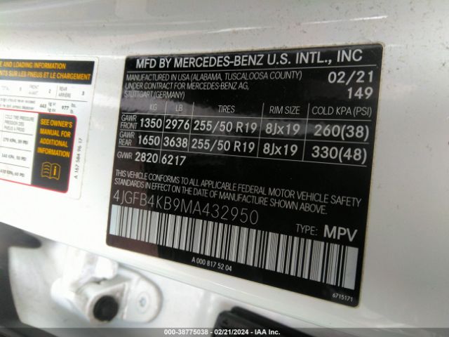 4JGFB4KB9MA432950 Mercedes-Benz Gle 350 4matic