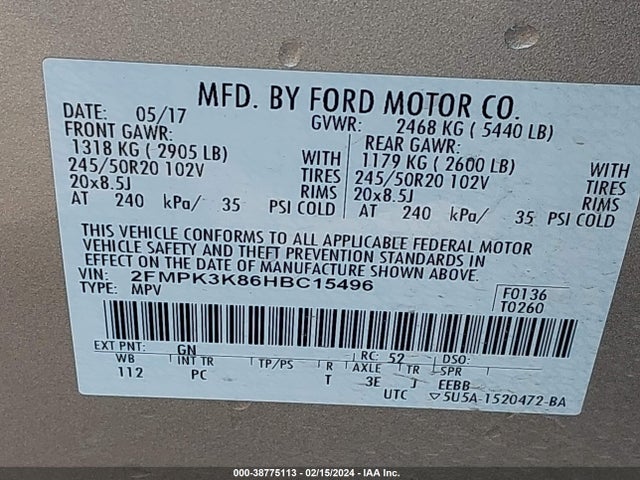Ford Edge Titanium 2017 2FMPK3K86HBC15496 Image 9