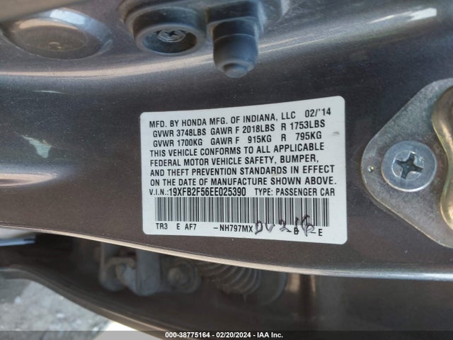 Honda Civic Lx 2014 19XFB2F56EE025390 Image 9