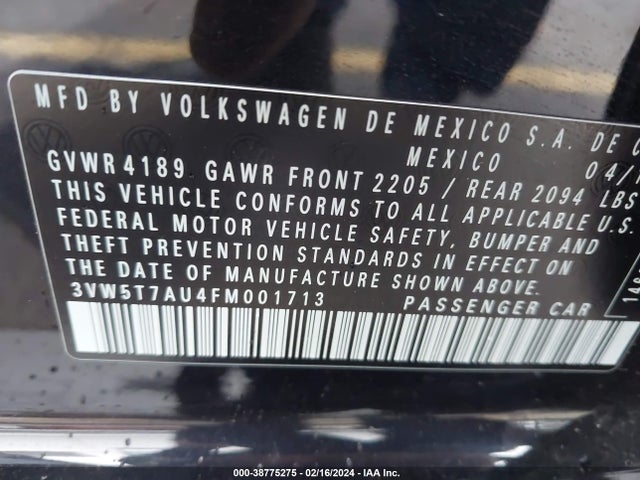 3VW5T7AU4FM001713 Volkswagen Golf Gti 2.0t Se 4-door