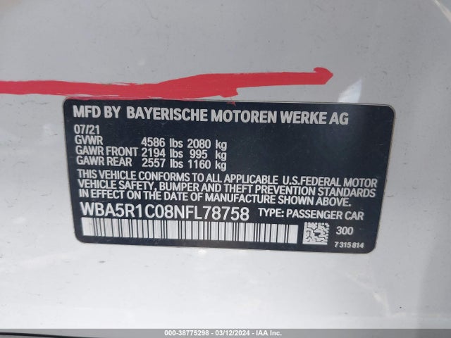 BMW 330I 2022 WBA5R1C08NFL78758 Image 9