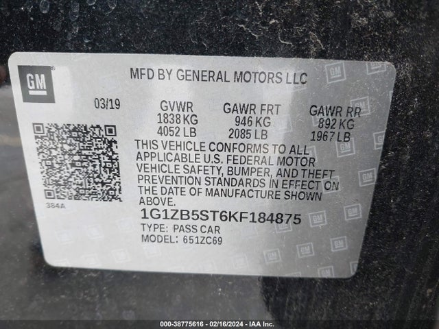 Chevrolet Malibu 1ls 2019 1G1ZB5ST6KF184875 Image 9