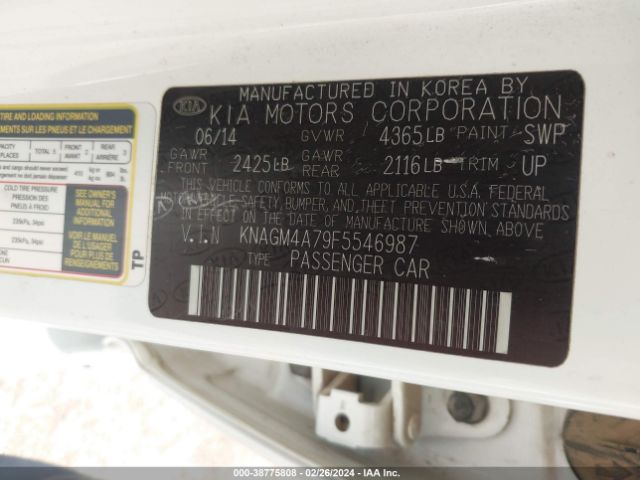 KNAGM4A79F5546987 KIA Optima Lx