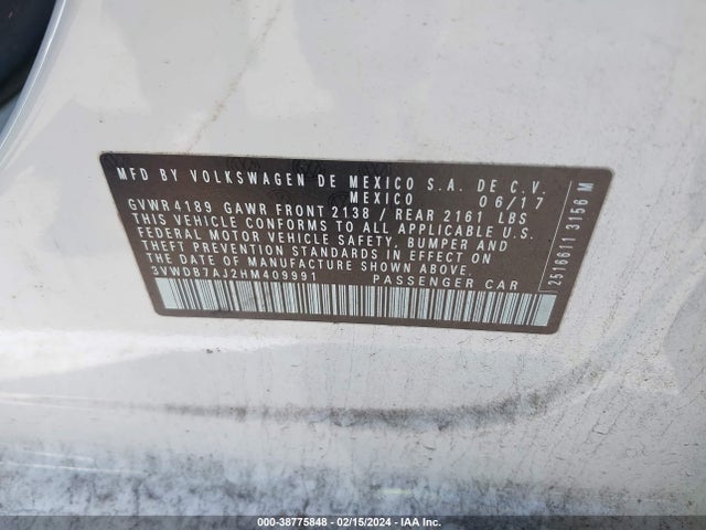 3VWDB7AJ2HM409991 Volkswagen Jetta 1.4t Se