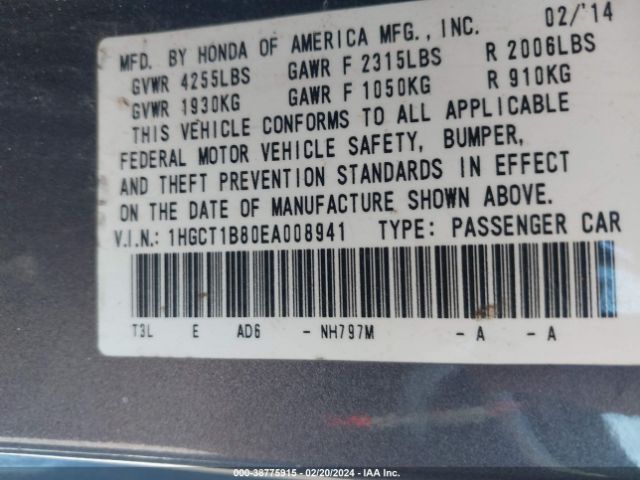 1HGCT1B80EA008941 Honda Accord Ex-l