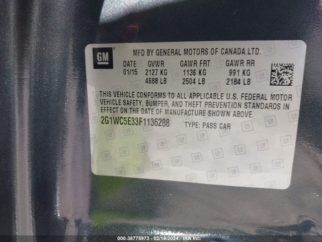 Chevrolet Impala Limited Ltz 2015 2G1WC5E33F1136288 Image 9