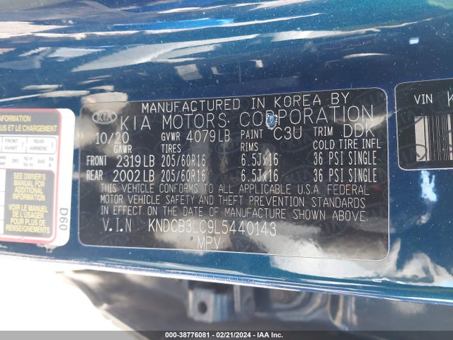KIA NIRO LX 2020 KNDCB3LC9L5440143 Image 9