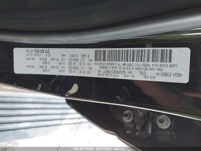 RAM 1500 Limited  4x2 5'7 Box 2019 1C6RREHT2KN507679 Image 9