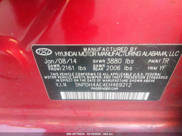 Hyundai ELANTRA SE 2014 5NPDH4AE4EH469212 Image 9