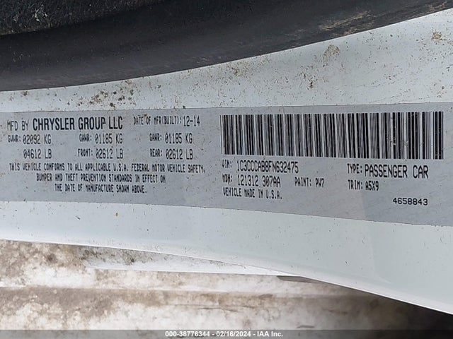 Chrysler 200 Limited 2015 1C3CCCAB8FN632475 Image 9