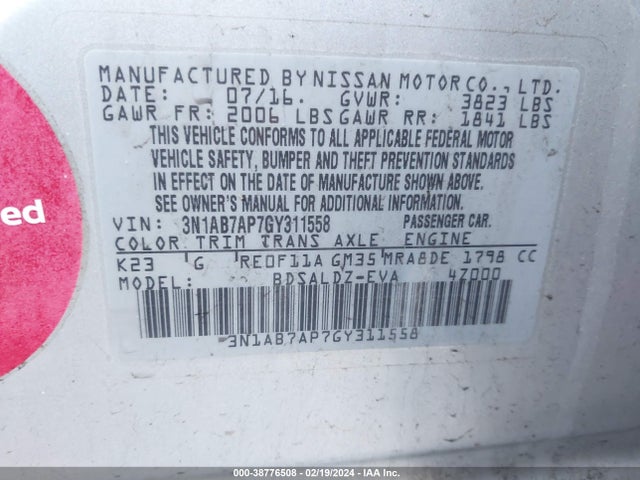 Nissan SENTRA SV 2016 3N1AB7AP7GY311558 Image 9