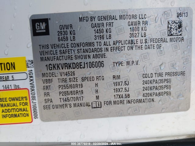 GMC Acadia Slt-1 2014 1GKKVRKD8EJ106006 Image 9