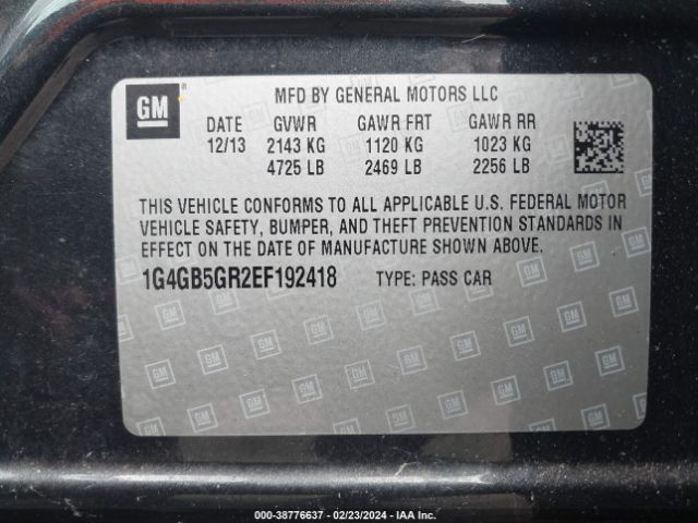 1G4GB5GR2EF192418 Buick Lacrosse Leather Group