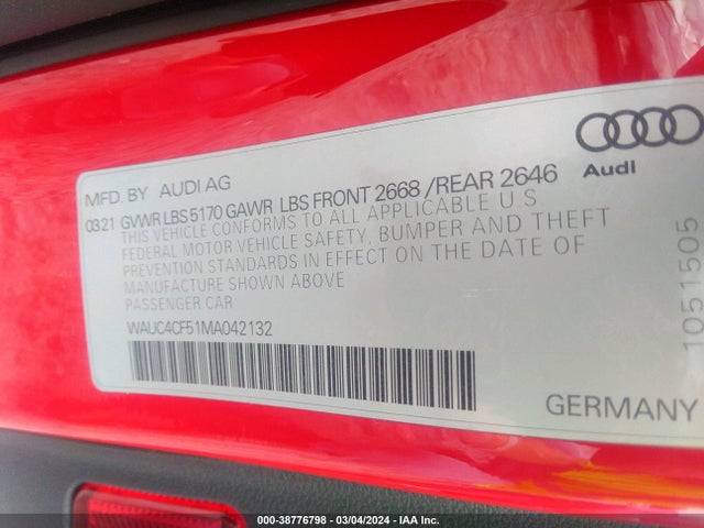 Audi S5 Sportback Premium Plus Tfsi Quattro Tiptronic 2021 WAUC4CF51MA042132 Image 9