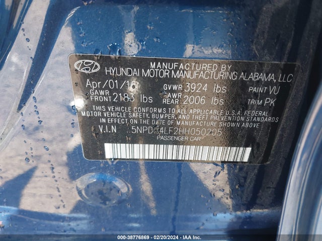 Hyundai ELANTRA SE 2017 5NPD84LF2HH050205 Image 9