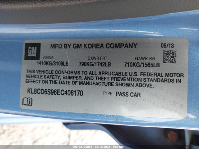 Chevrolet Spark 1lt Auto 2014 KL8CD6S96EC406170 Image 9