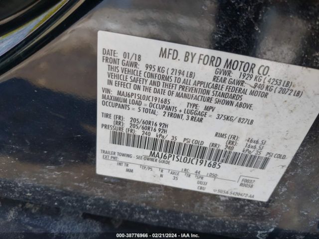 MAJ6P1SL0JC191685 Ford ECOSPORT S