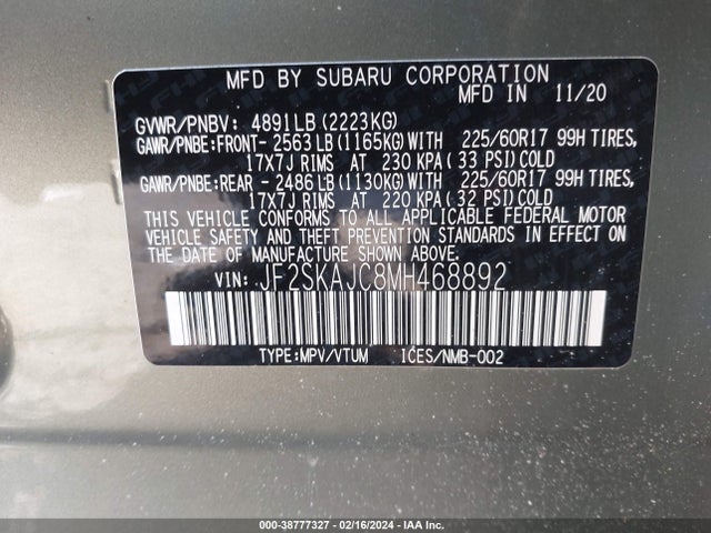 Subaru Forester Premium 2021 JF2SKAJC8MH468892 Image 9