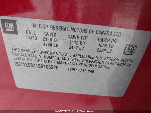 Chevrolet Impala 2lt 2014 2G1125S31E9103226 Image 9