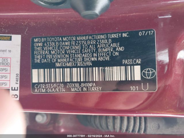 NMTKHMBX7JR026904 Toyota C-hr Xle Premium