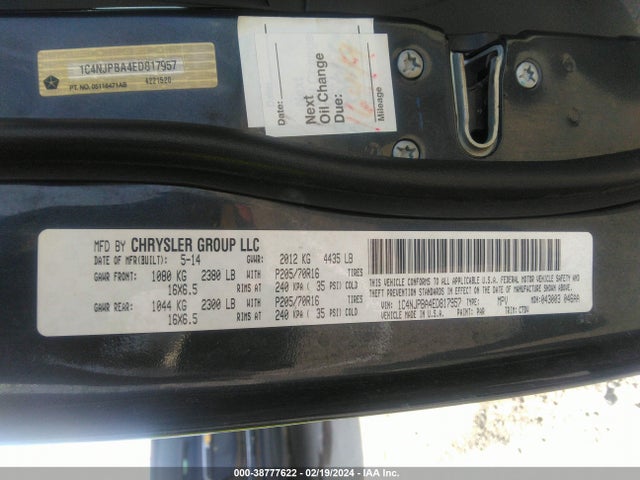 Jeep Patriot Sport 2014 1C4NJPBA4ED817957 Image 9