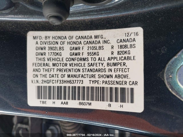 Honda Civic Ex-t 2017 2HGFC1F33HH637773 Image 9