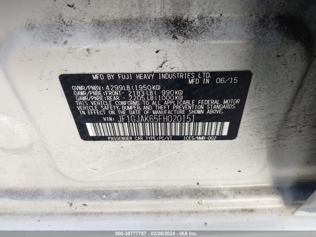 Subaru Impreza 2.0i Premium 2015 JF1GJAK65FH020151 Image 9