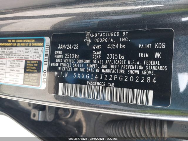5XXG14J22PG202284 KIA K5 LXS