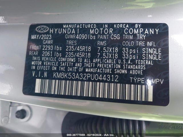 Hyundai Kona Limited 2023 KM8K53A32PU044312 Image 9