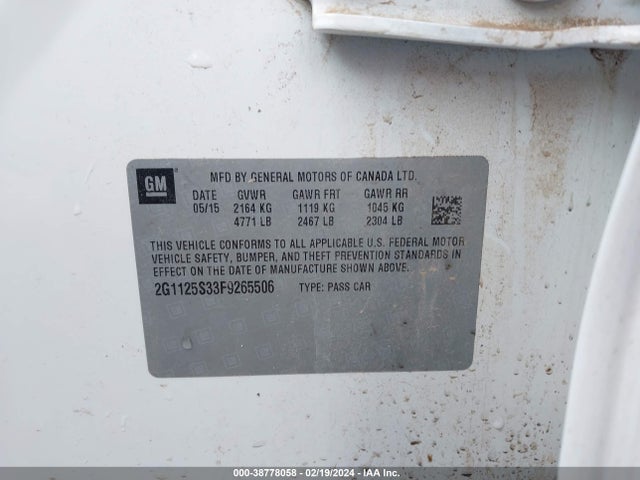 Chevrolet Impala 2lt 2015 2G1125S33F9265506 Image 9