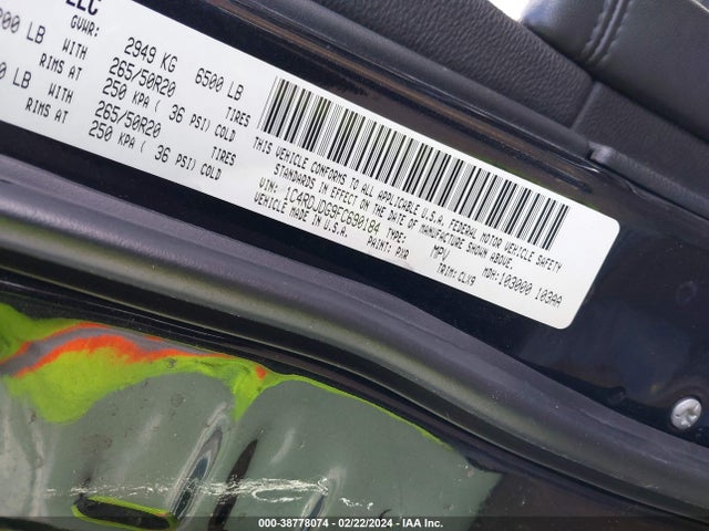 2015 DODGE DURANGO LIMITED VIN: 1C4RDJDG9FC690184