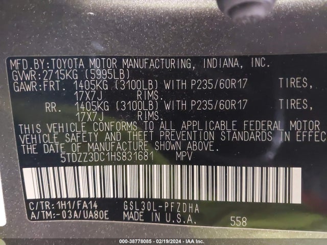 Toyota Sienna L 7 Passenger 2017 5TDZZ3DC1HS831681 Image 9