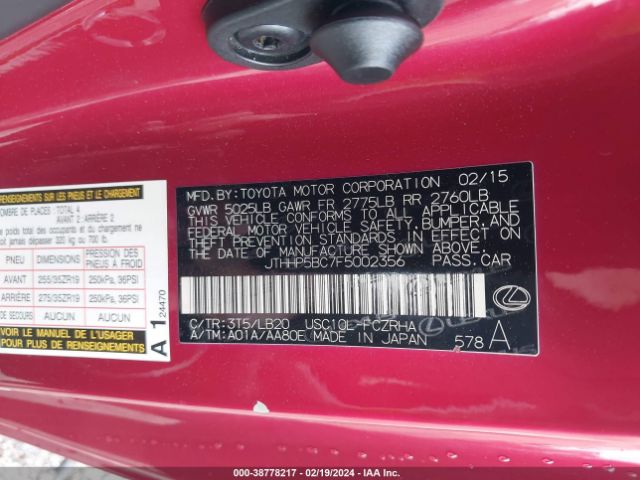 JTHHP5BC7F5002356 Lexus RC F