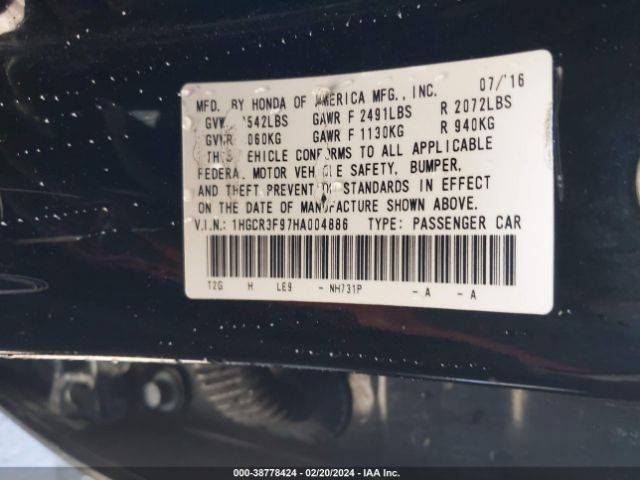 1HGCR3F97HA004886 Honda Accord Touring V6