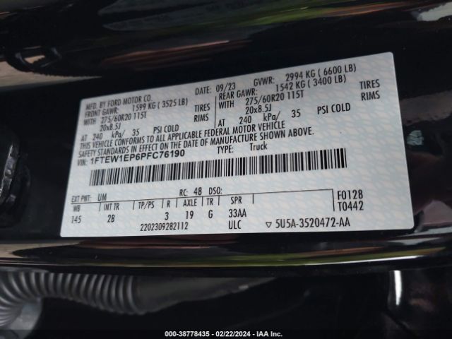 1FTEW1EP6PFC76190 Ford F-150 Lariat