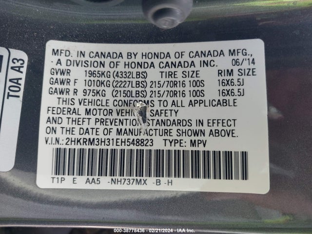Honda CR-V LX 2014 2HKRM3H31EH548823 Image 9